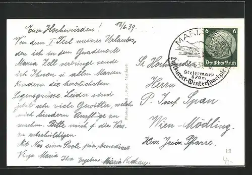 AK Mariazell, Kreuz auf der Bürgeralpe