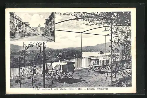 AK Waldshut, Hotel Rebstock mit Rheinterrasse