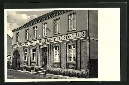 AK Westum /Sinzig a. Rhein, Gasthof Westumer Winzer-Verein, Weinhandlung und Dampfbrennerei