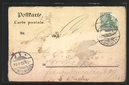Lithographie Köln, Hotel Stapelhaus, Urkunde mit Siegel
