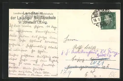 AK Jöhstadt i. Erzgeb., Landheim der Leipziger Nicolaischule im Schnee
