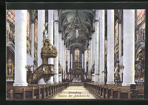 AK Straubing, Innenansicht der Jakobskirche