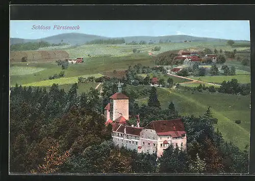 AK Fürsteneck, Schloss und Dorf aus der Vogelschau