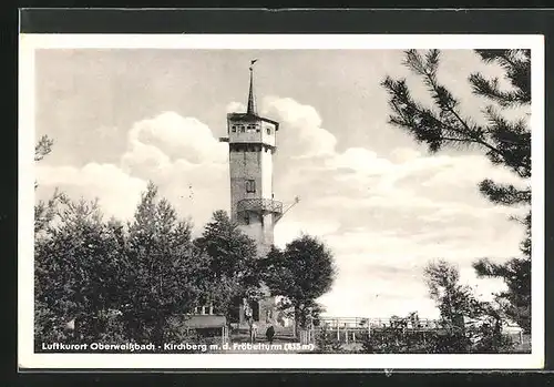 AK Oberweissbach, Kirchberg mit dem Fröbelturm