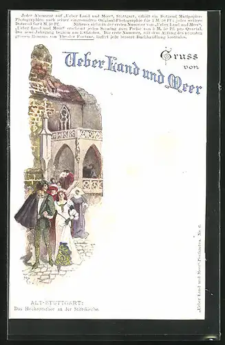 Künstler-AK Stuttgart, Hochzeitsthor an der Stiftskirche