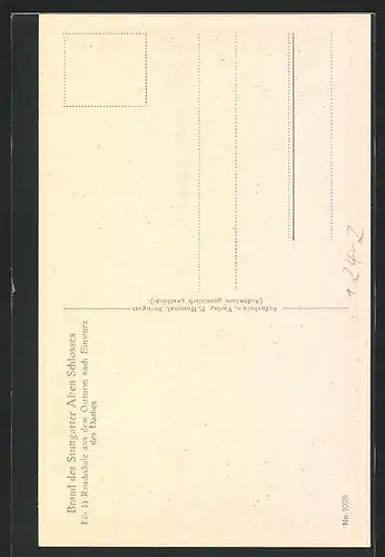 AK Stuttgart, Brand des Alten Schlosses 1931, Räuchersäule aus dem Ostturm