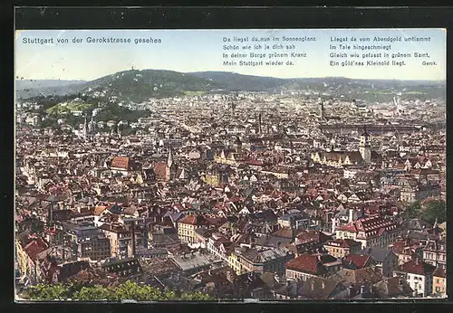 AK Stuttgart, Blick auf Stadt von der Gerokstrasse aus