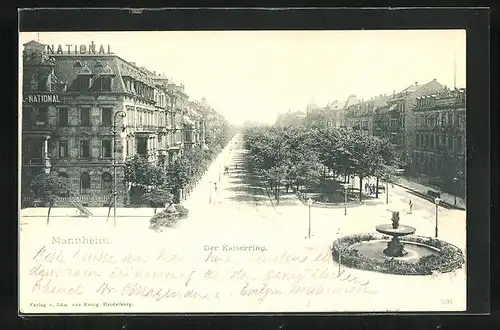 AK Mannheim, Blick entlang der Allee am Kaiserring