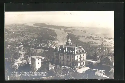 AK Walzenhausen, Hôtel Kurhaus Walzenhausen mit Blick auf Rheineck und Bodensee
