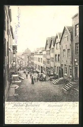 AK Aachen-Burtscheid, Blick die Hauptstrasse entlang