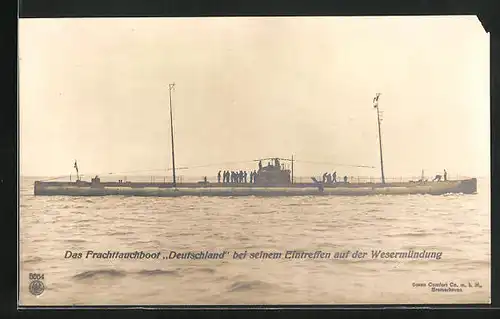 AK Das Frachttauchboot Deutschland bei seinem Eintreffen auf der Wesermündung