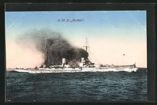 AK Kriegsschiff S. M. S. Motltke vor der Küste