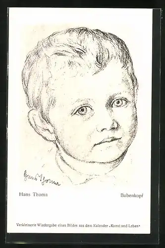 Künstler-AK Hans Thoma: Bubenkopf