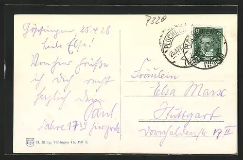 AK Göppingen, Totalansicht mit Hohenstaufen