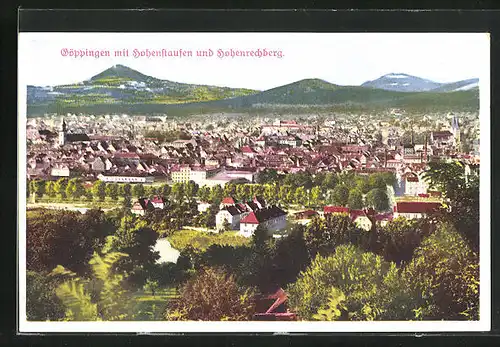 AK Göppingen, Panorama mit Hohenrechberg