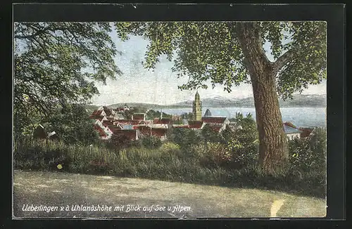 AK Überlingen, Ortsansicht v. d. Uhlandshöhe mit Blick auf See
