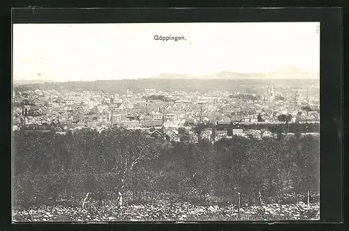 AK Göppingen, Totalansicht gegen Gebirgszug