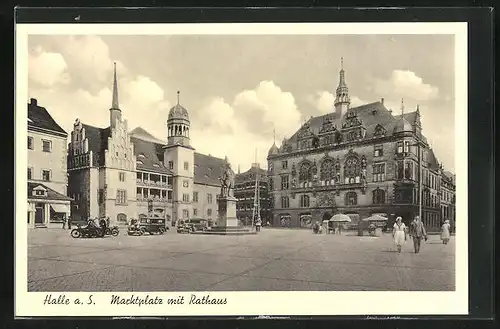 AK Halle a. S., Marktplatz mit Rathaus