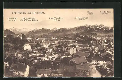 AK Bad Aibling, Teilansicht und Gebirgskette mit Kranzhorn, Gross Venediger und Sojen