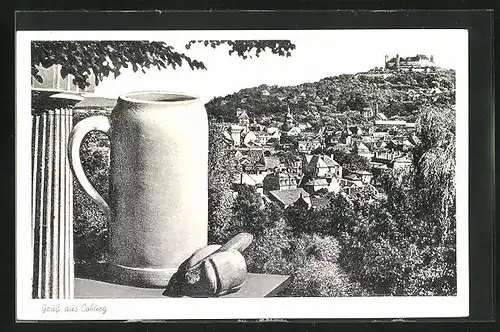 AK Coburg, Teilansicht und Bierkrug