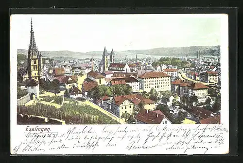 AK Esslingen, Panorama mit Kirche