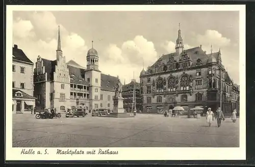 AK Halle a. S., Marktplatz mit Rathaus