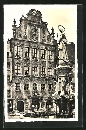 AK Landsberg a. L., Rathaus mit Brunnen