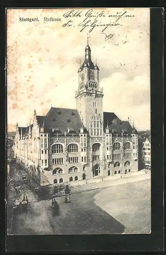 AK Stuttgart, Grosser Platz am Rathaus
