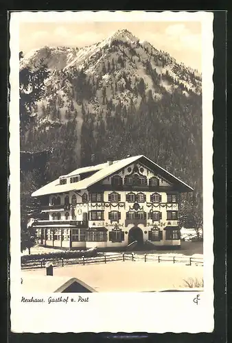 AK Neuhaus, Gasthof zur Post mit Berg