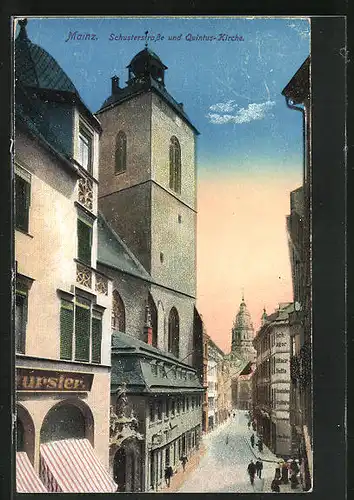 AK Mainz, Schusterstrasse und Quintus-Kirche