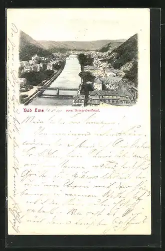 AK Bad Ems, Vom Kriegerdenkmal gesehen