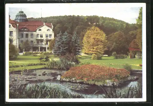 AK Bad Salzschlirf / Fulda, Badehof mit Goldfischteich, Heilbad