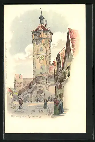 Künstler-AK Otto Hammel: Rothenburg ob der Tauber, Partie am Klingenthor