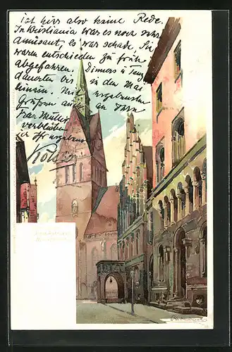 Künstler-AK Otto Hammel: Hannover, Altes Rathaus und Marktkiche