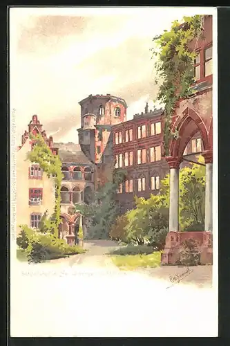 Künstler-AK Otto Hammel: Heidelberg, Blick auf den Schlosshof
