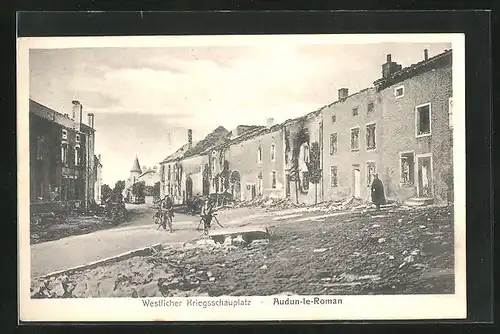AK Audun-le-Roman, Strassenpartie nach dem Krieg