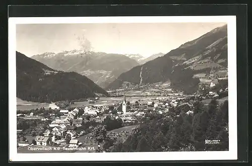 AK Obervellach a. d. Tauernbahn, Ort mit Bergkulisse