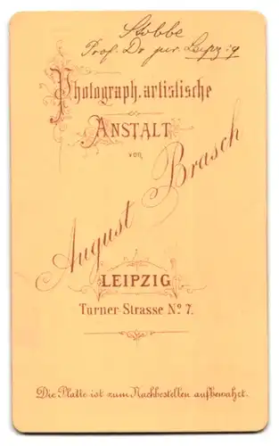 Fotografie A. Brasch, Leipzig, Turnerstr. 7, Portrait Prof. Dr. Jurist Johann Ernst Stobbe Dekan der Fakultät Leipzig