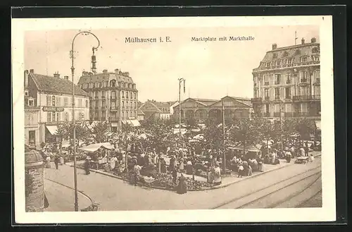 AK Mülhausen, Marktplatz mit Markthalle