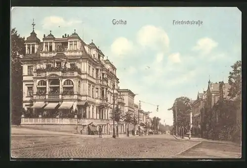 AK Gotha, Prächtige Bürgerhäuser an der Friedrichstrasse