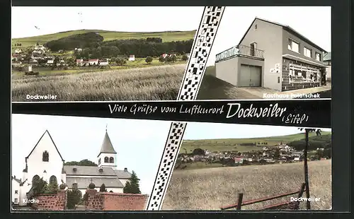 AK Dockweiler /Eifel, Kaufhaus Erich Polatschek, Kirche