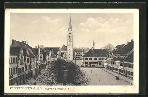 AK Pfaffenhofen /Ilm, Oberer Stadtplatz mit Kirche