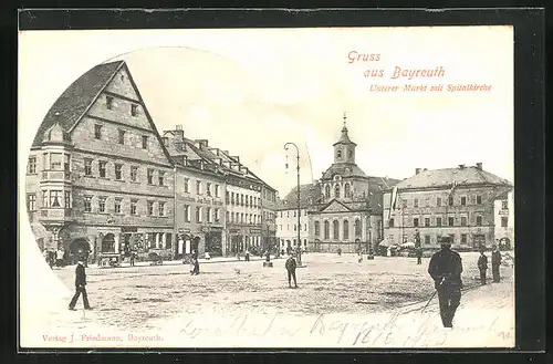 AK Bayreuth, Unterer Markt mit Spitalkirche