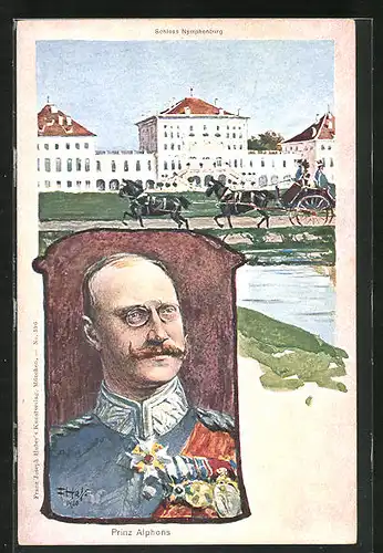 Künstler-AK Fritz Hass: München, Schloss Nymphenburg, Prinz Alphons von Bayern