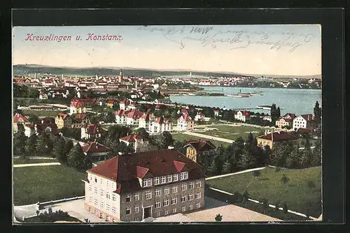 AK Konstanz, Teilansicht mit Kreuzlingen