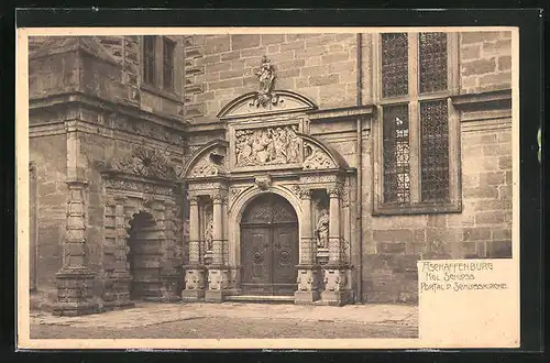 AK Aschaffenburg, Königliches Schloss, Portal der Schlosskirche