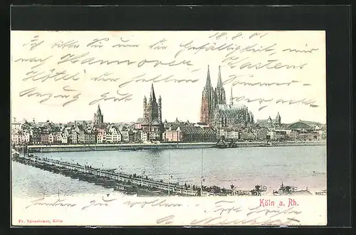 AK Köln a. Rh., Uferpartie mit Dom