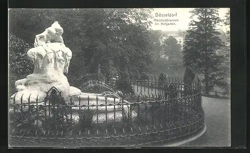 AK Düsseldorf, Märchenbrunnen im Hofgarten