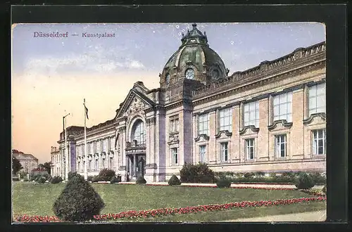 AK Düsseldorf, Kunstpalast mit Gartenanlage