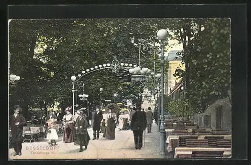 AK Düsseldorf, Strassenpartie im Tonhallengarten